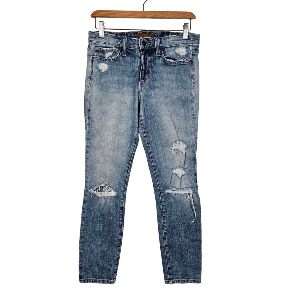 Vintage Joe's High Water Distressed Ripped Knee Skinny Jeans Stone Wash‎ W26
